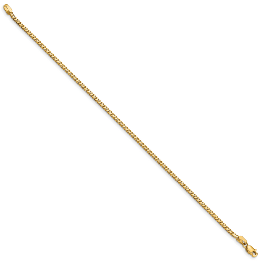 Pulsera Franco de Oro Amarillo de 14K de 8 pulgadas y 1.4mm con Cierre de Langosta