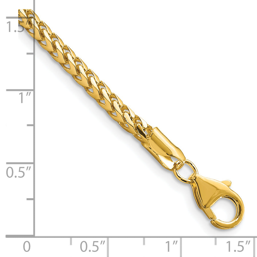Pulsera Franco de 14k de 8 pulgadas con Cierre de Langosta Elegante de 3 mm
