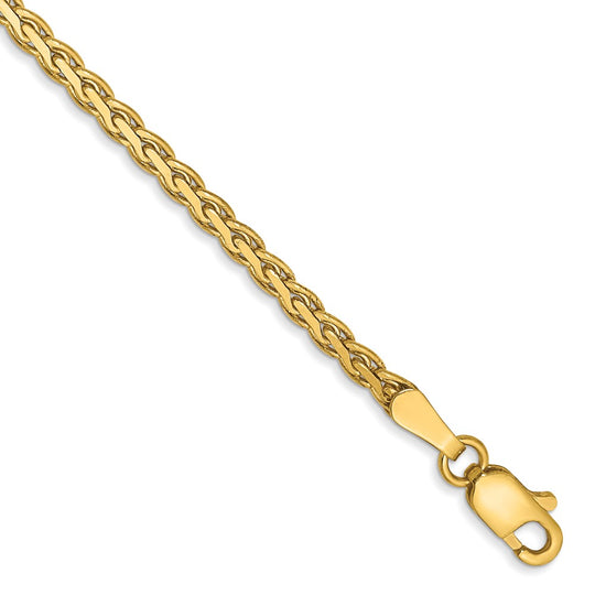 7-inch, 2.3mm, 14k Yellow Gold Spiga Braid Bracelet with Lobster Clasp
