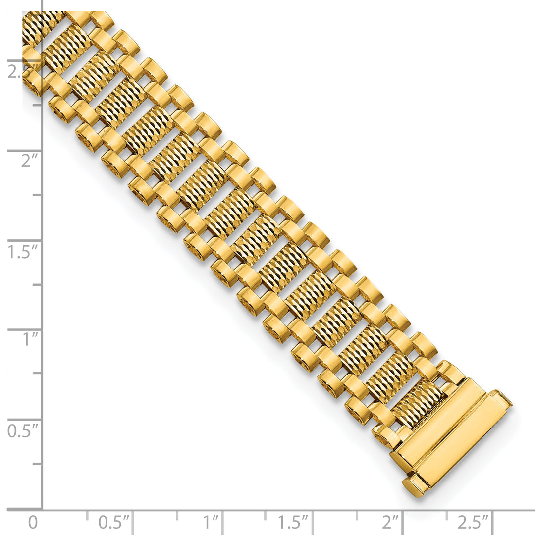 Pulsera de Enlaces de Diseño con Corte de Diamante en Oro de 14k Pulido de 7.75 Pulgadas