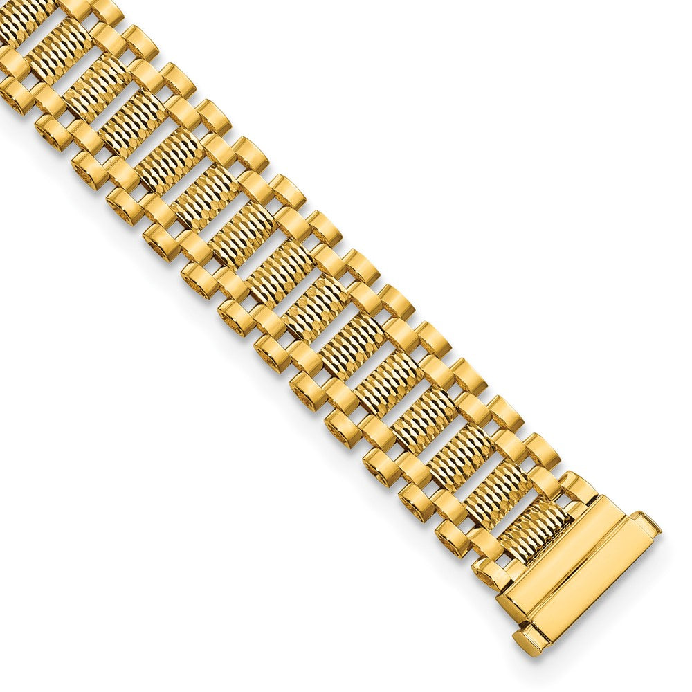 Pulsera de Enlaces de Diseño con Corte de Diamante en Oro de 14k Pulido de 7.75 Pulgadas