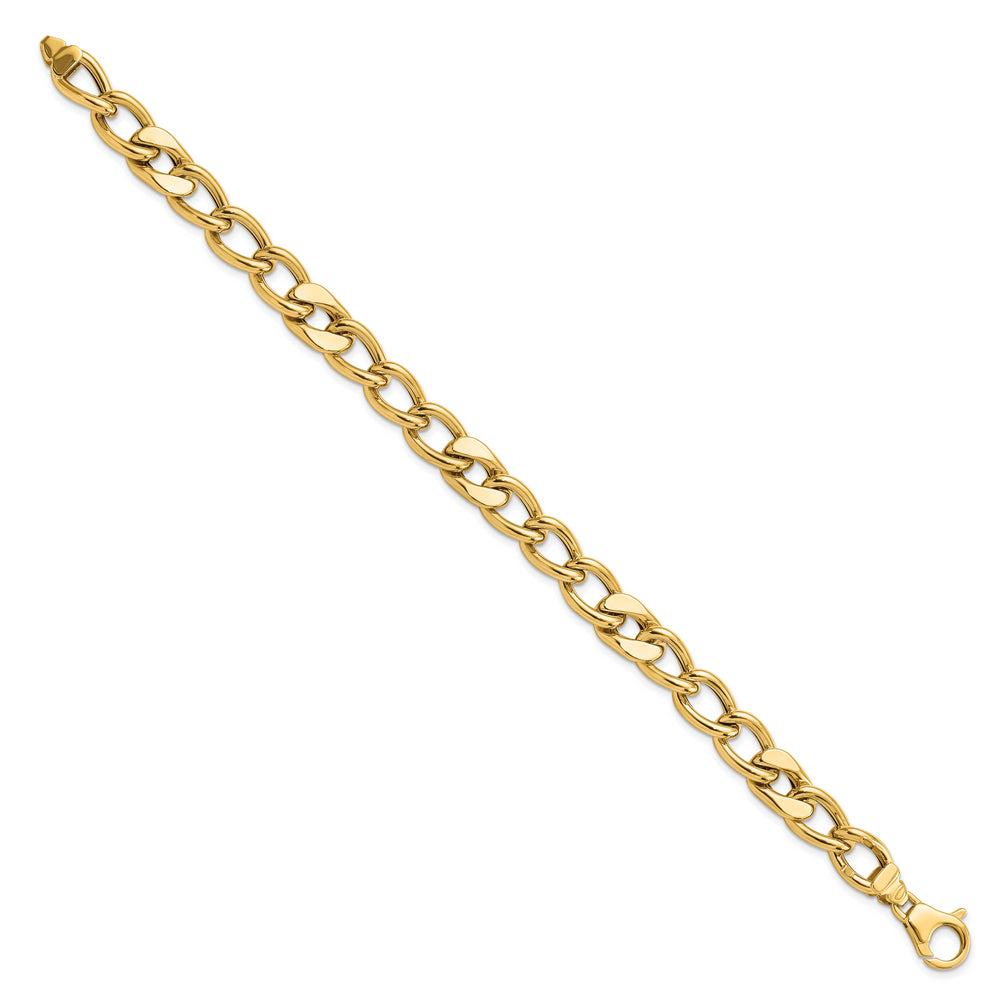Pulsera de 14K Pulido con Enlace Curvo Mezclado Fancy de 7.5mm para Hombre de 9 Pulgadas
