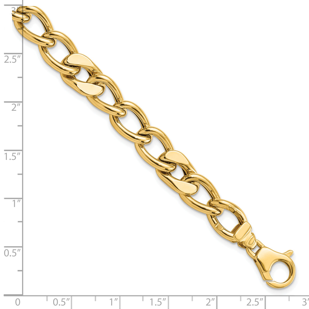 Pulsera de 14K Pulido con Enlace Curvo Mezclado Fancy de 7.5mm para Hombre de 9 Pulgadas