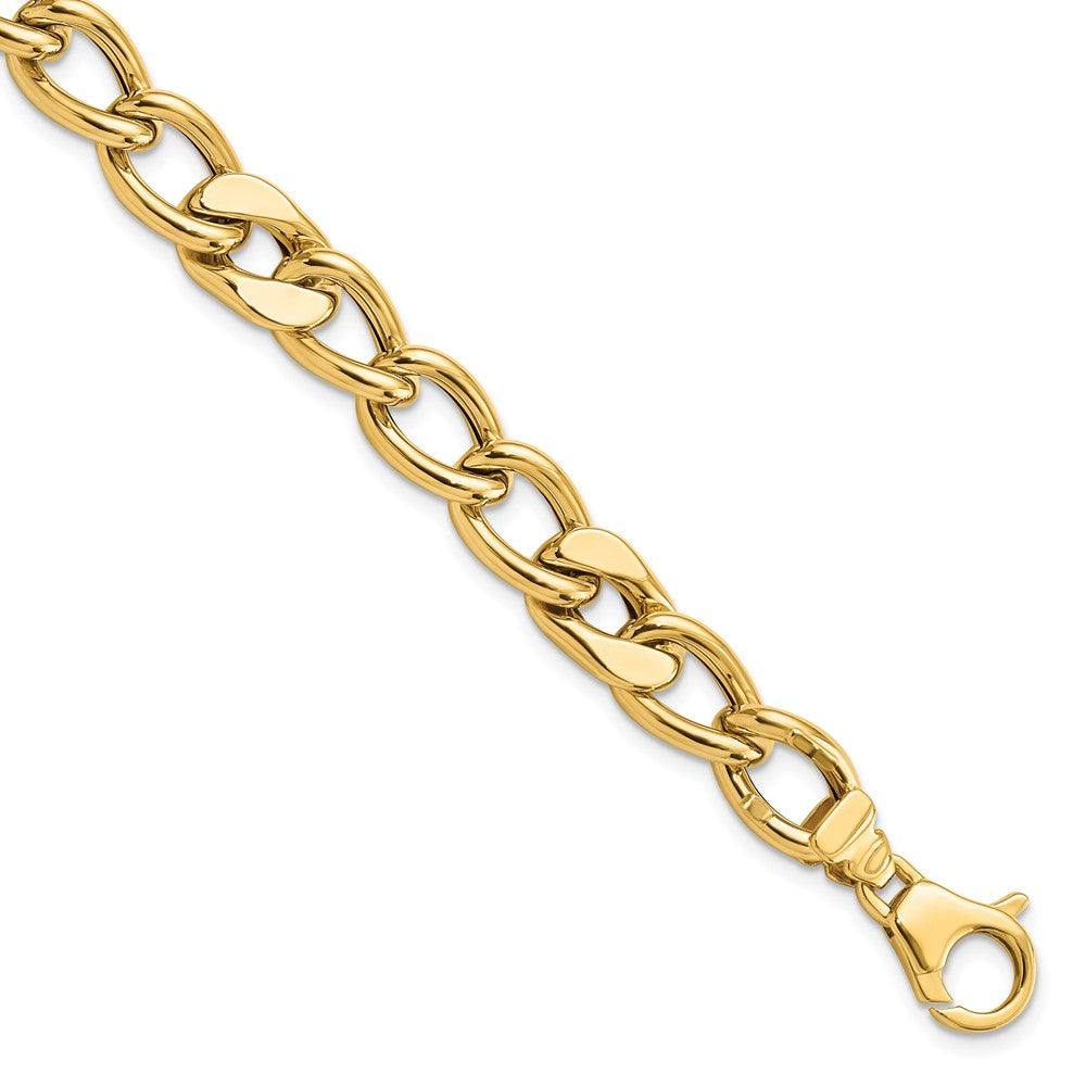 Pulsera de 14K Pulido con Enlace Curvo Mezclado Fancy de 7.5mm para Hombre de 9 Pulgadas