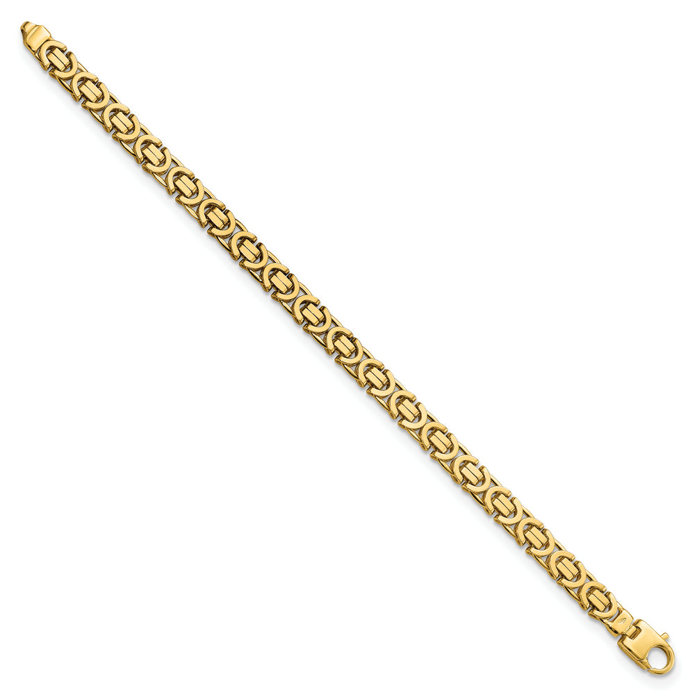 Pulsera Bizantina Plana de 7 mm en Oro de 14k Pulido