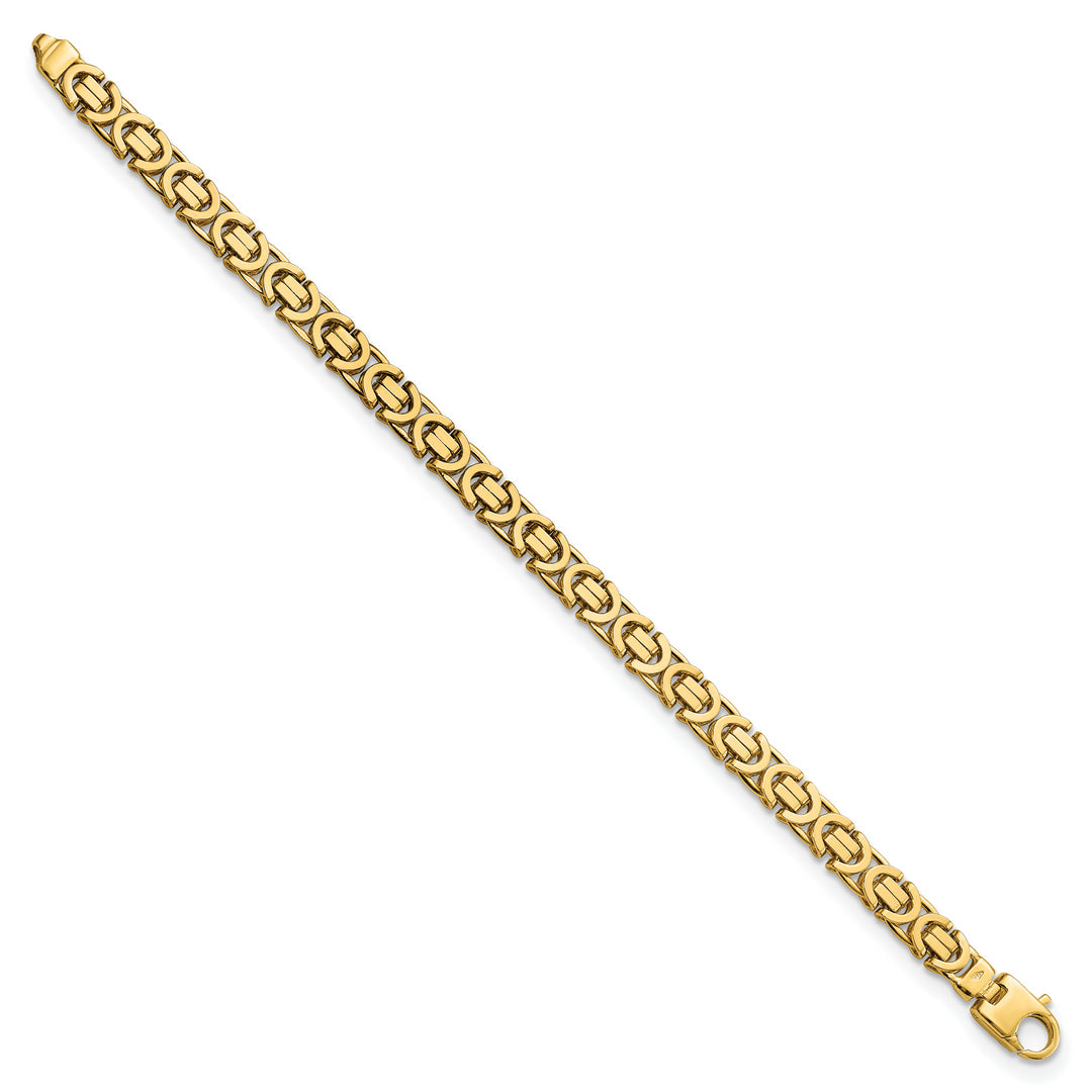 Pulsera Bizantina Plana de 7 mm en Oro de 14k Pulido