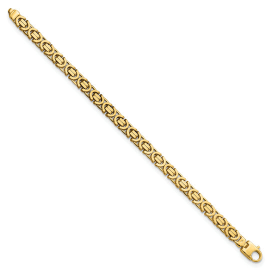 Pulsera Bizantina Plana de 7 mm en Oro de 14k Pulido
