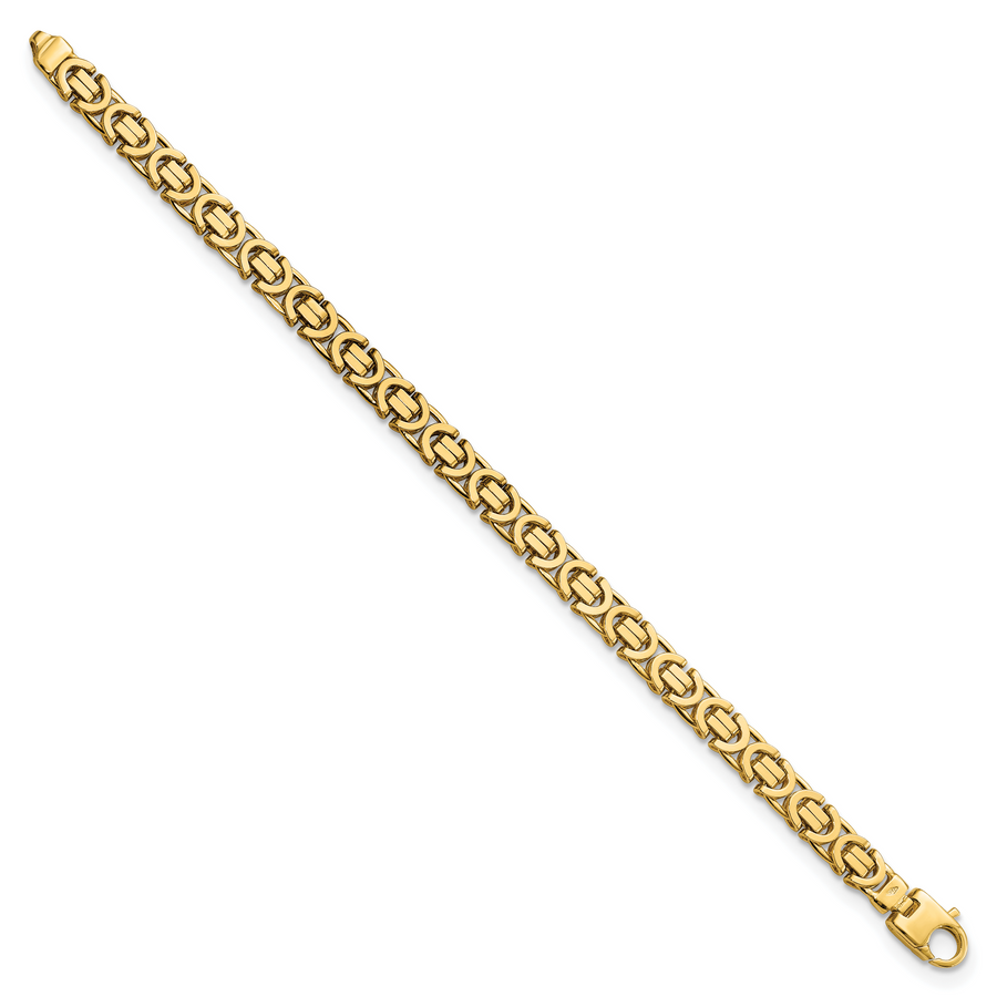 Pulsera Bizantina Plana de 7 mm en Oro de 14k Pulido