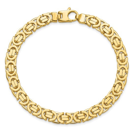Pulsera Bizantina Plana de 7 mm en Oro de 14k Pulido
