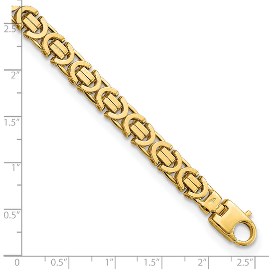 Pulsera Bizantina Plana de 7 mm en Oro de 14k Pulido