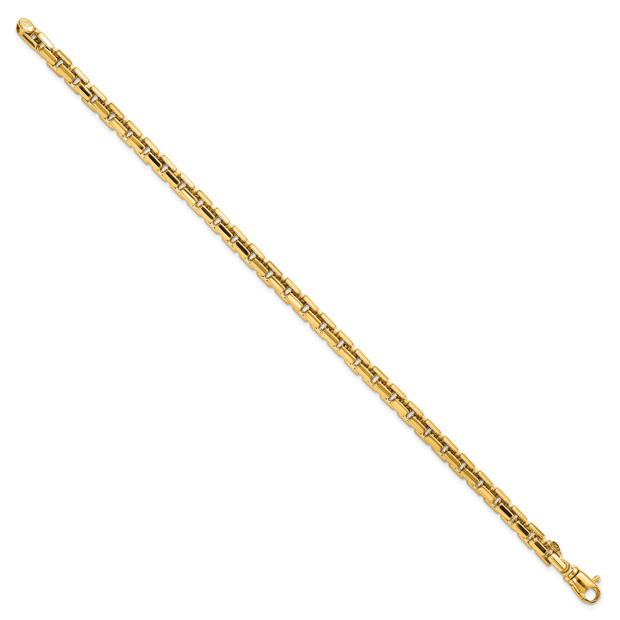 Pulsera 14K Pulida de Eslabones Box Redondeados Fancy 4.00mm de 8.5 Pulgadas
