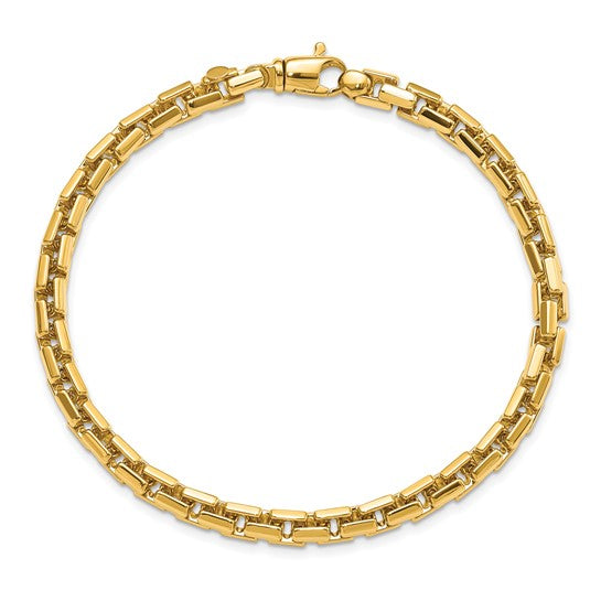 Pulsera 14K Pulida de Eslabones Box Redondeados Fancy 4.00mm de 8.5 Pulgadas