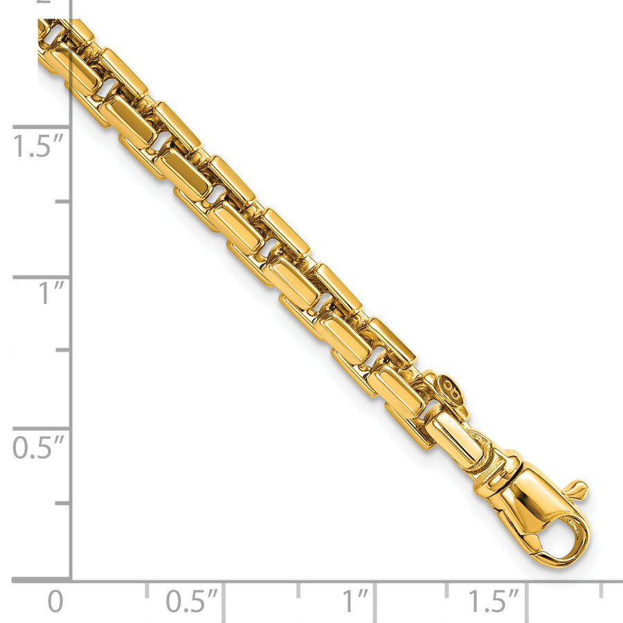 Pulsera 14K Pulida de Eslabones Box Redondeados Fancy 4.00mm de 8.5 Pulgadas