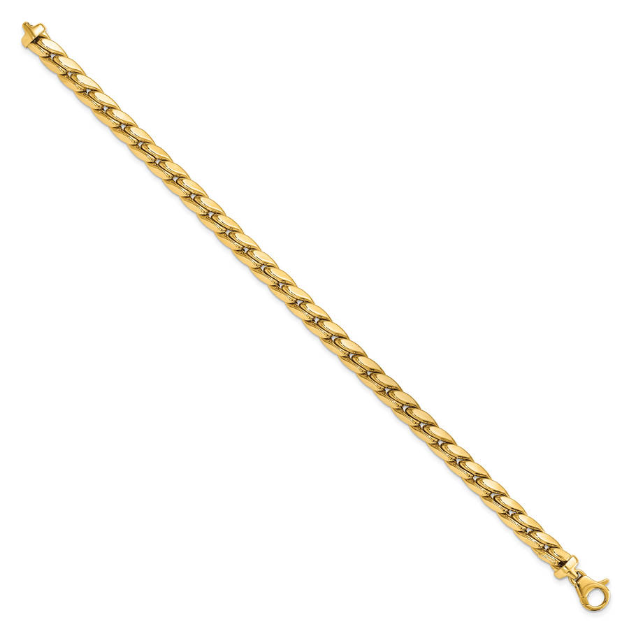 Pulsera Masculina de 14K con Eslabones Pulidos de 6.3 mm y 8.5 Pulgadas