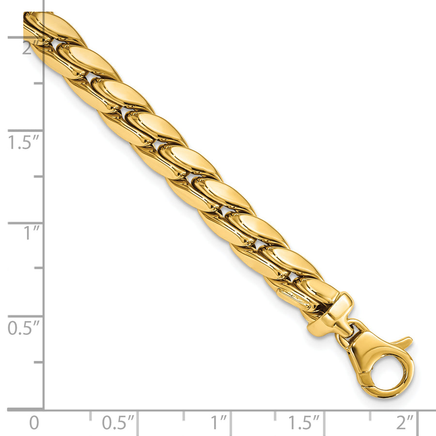 Pulsera Masculina de 14K con Eslabones Pulidos de 6.3 mm y 8.5 Pulgadas