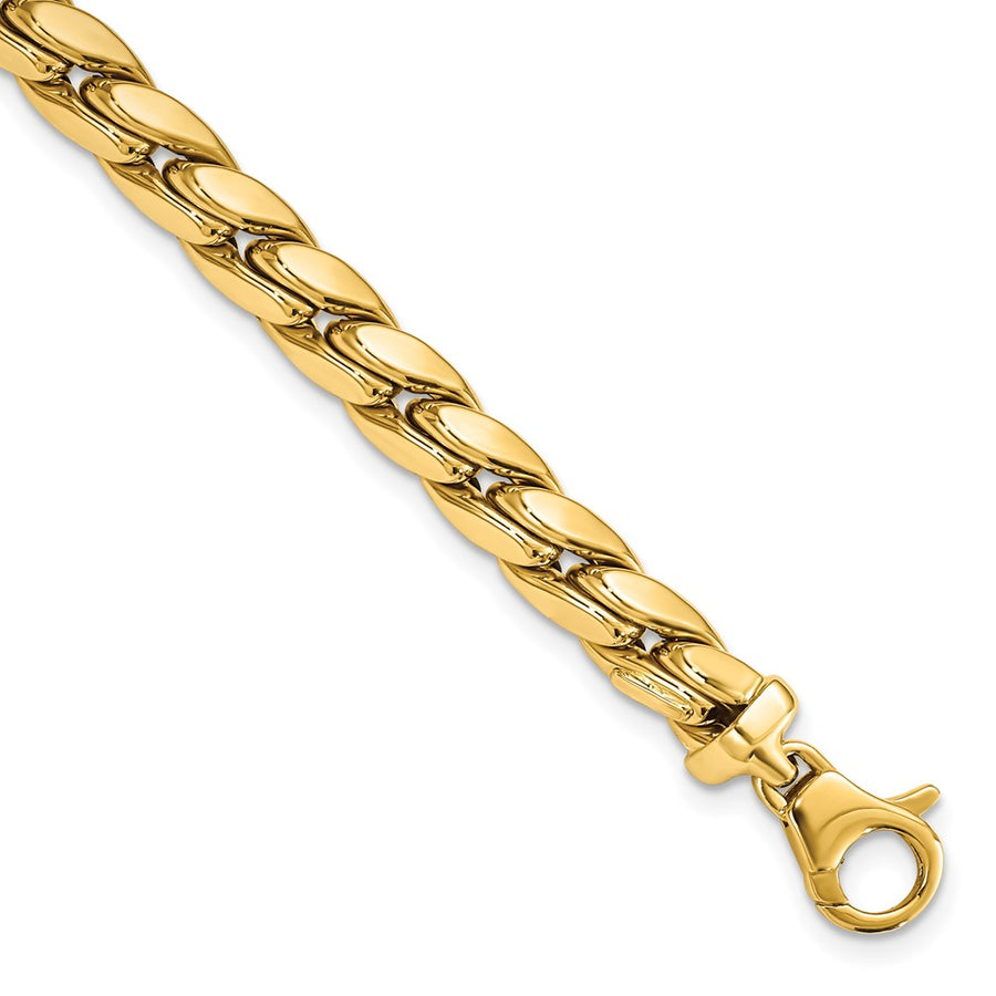 Pulsera Masculina de 14K con Eslabones Pulidos de 6.3 mm y 8.5 Pulgadas