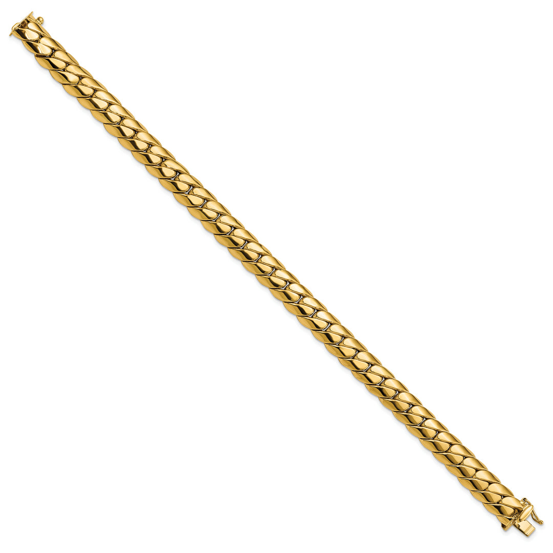 Pulsera de 14K Pulido con Enlace Curvo Fancy de 9.4mm para Hombre de 9 Pulgadas
