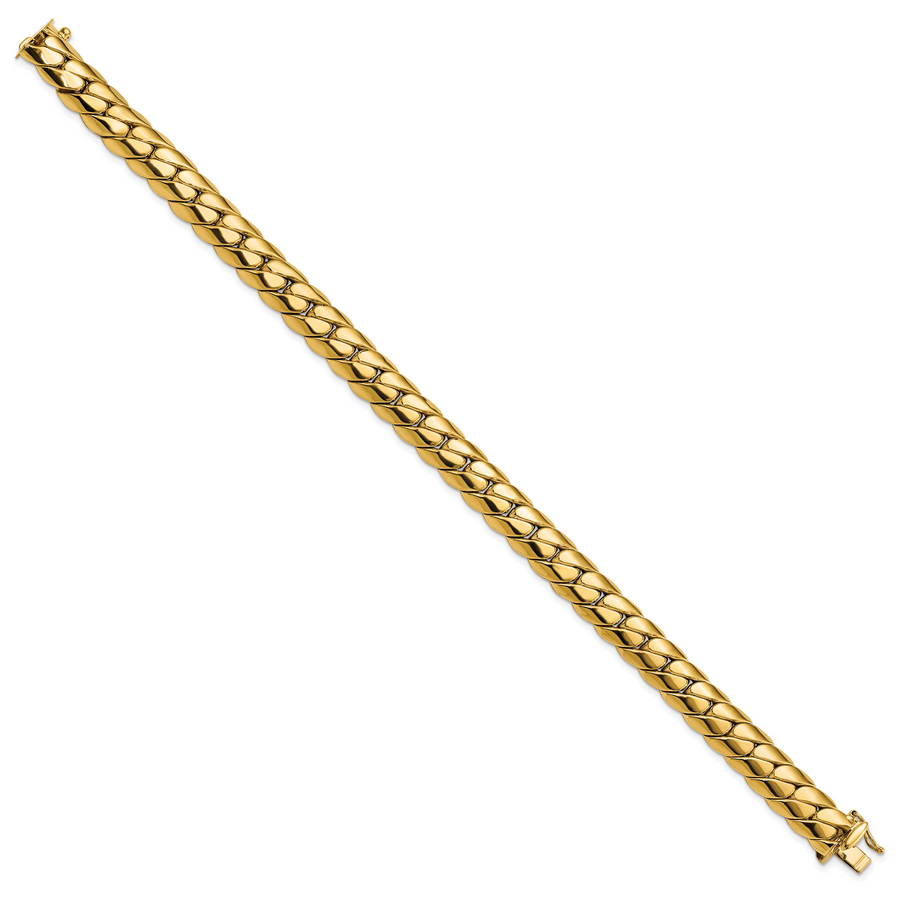 Pulsera de 14K Pulido con Enlace Curvo Fancy de 9.4mm para Hombre de 9 Pulgadas