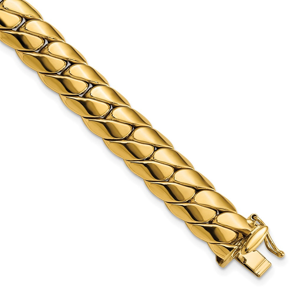 Pulsera de 14K Pulido con Enlace Curvo Fancy de 9.4mm para Hombre de 9 Pulgadas
