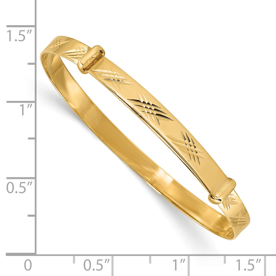 Pulsera Brazalete Expandible para Bebé "Madi K" de Oro Amarillo 14k, Pulido y con Corte Diamantado