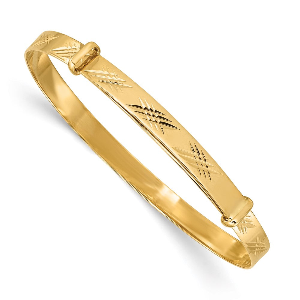 "Madi K" 14k Yellow Gold, Polished, Diamond-Cut Expandable Baby Bangle Bracelet