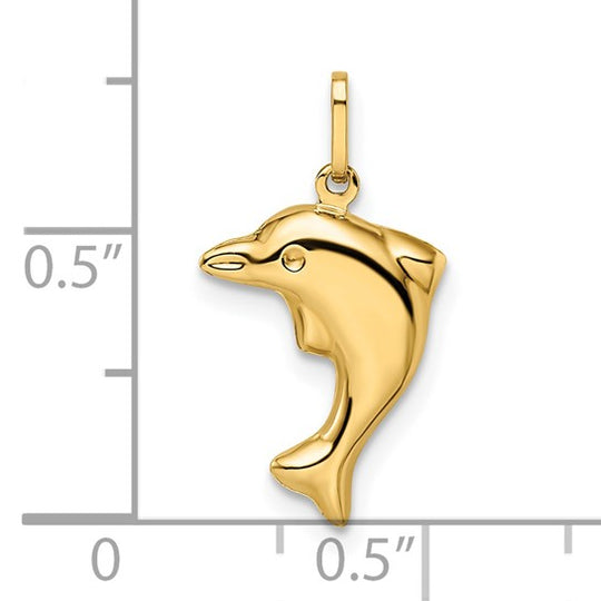 Colgante de Delfín 3D Pulido en Oro de 14k