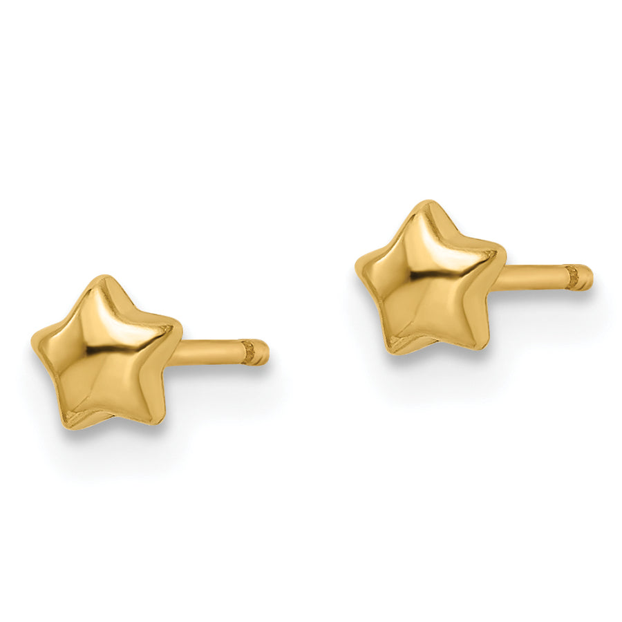 Pendientes de Botón con Estrella Pulida Madi K en Oro Amarillo de 14k