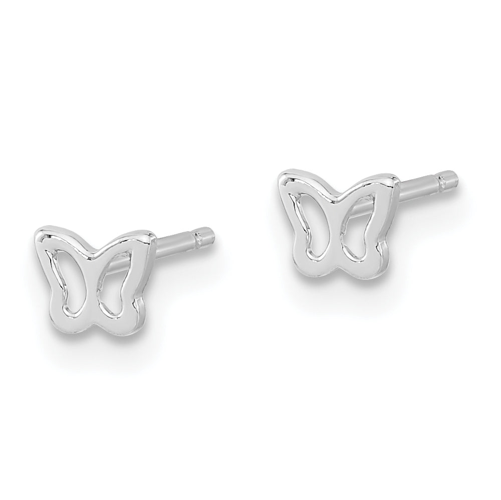 Pendientes de Botón de Oro Blanco de 14k con Mariposa - Madi K