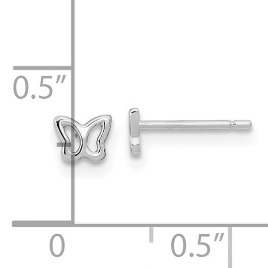 Pendientes de Botón de Oro Blanco de 14k con Mariposa - Madi K