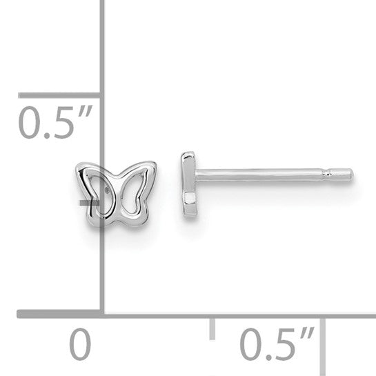 Pendientes de Botón de Oro Blanco de 14k con Mariposa - Madi K