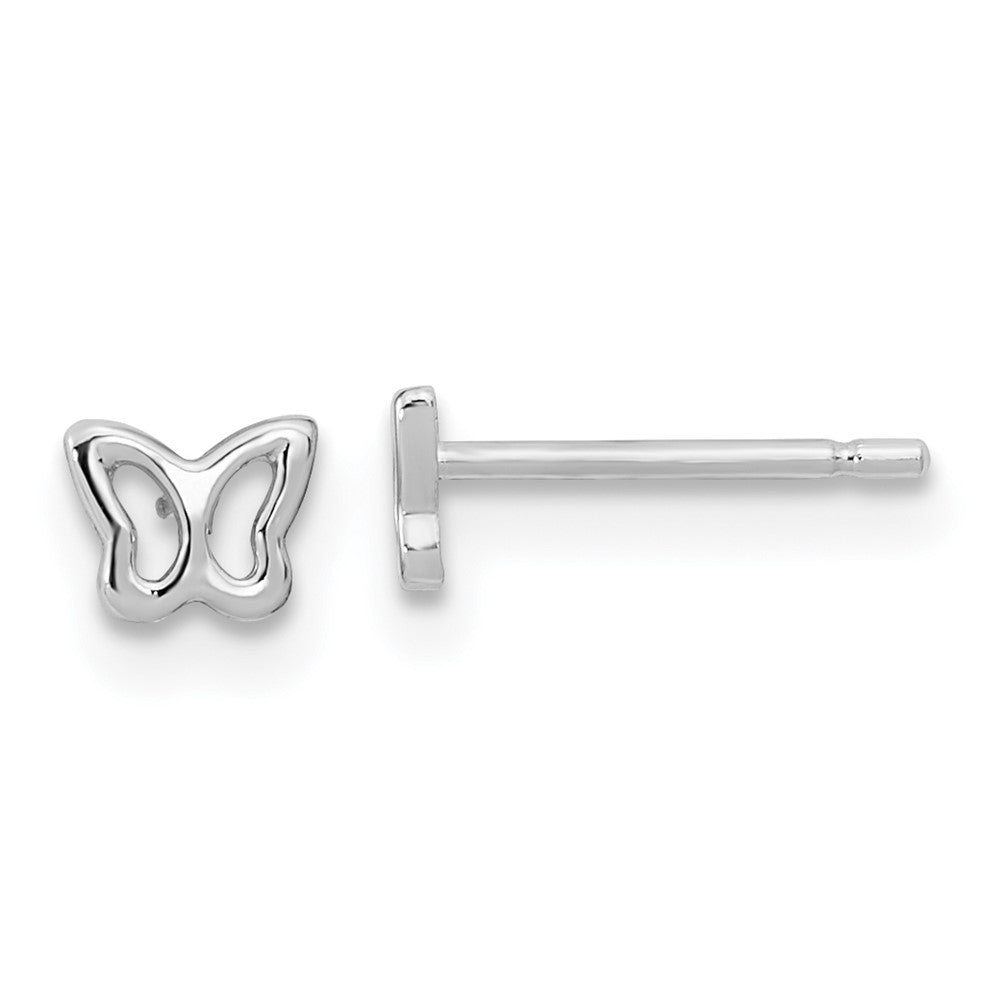 Pendientes de Botón de Oro Blanco de 14k con Mariposa - Madi K