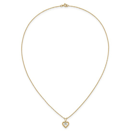 3mm Aquamarine Heart Necklace in 14K Yellow Gold (Madi K)