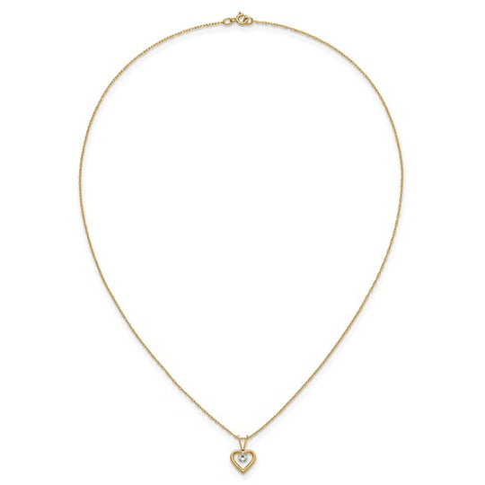 3mm Aquamarine Heart Necklace in 14K Yellow Gold (Madi K)
