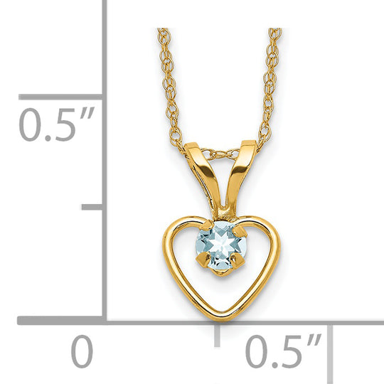 3mm Aquamarine Heart Necklace in 14K Yellow Gold (Madi K)