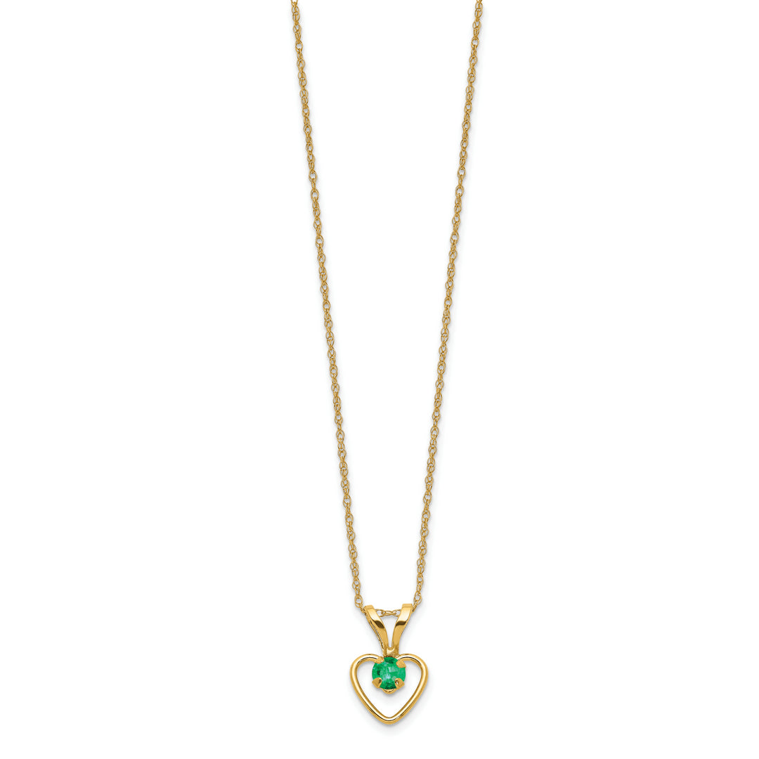 3mm Emerald Heart Necklace in 14K Yellow Gold (Madi K)