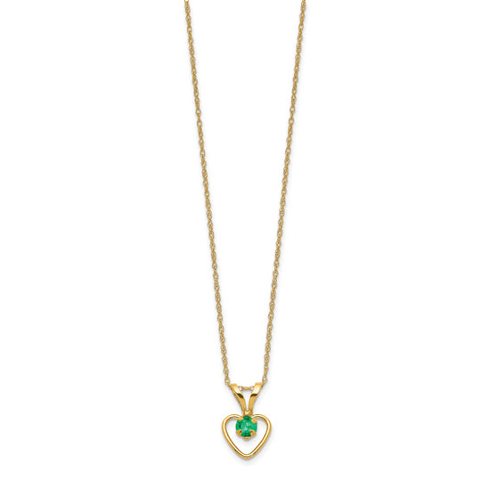 3mm Emerald Heart Necklace in 14K Yellow Gold (Madi K)