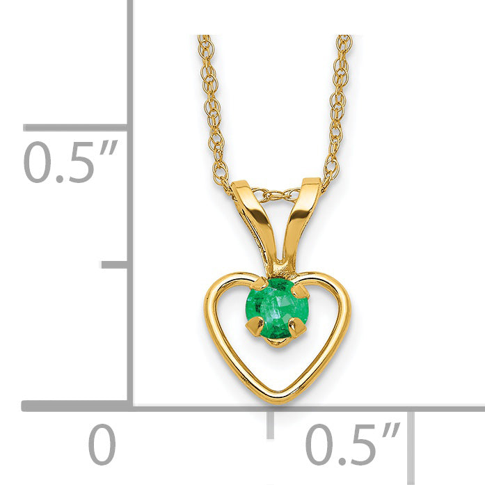 3mm Emerald Heart Necklace in 14K Yellow Gold (Madi K)