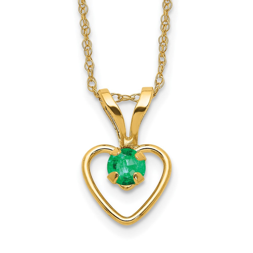 3mm Emerald Heart Necklace in 14K Yellow Gold (Madi K)
