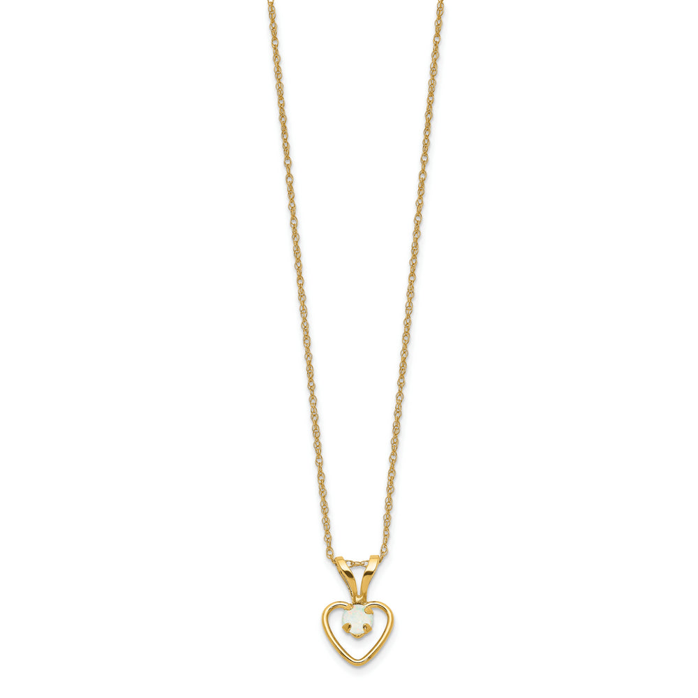 3mm Opal Heart Necklace in 14K Yellow Gold (Madi K)
