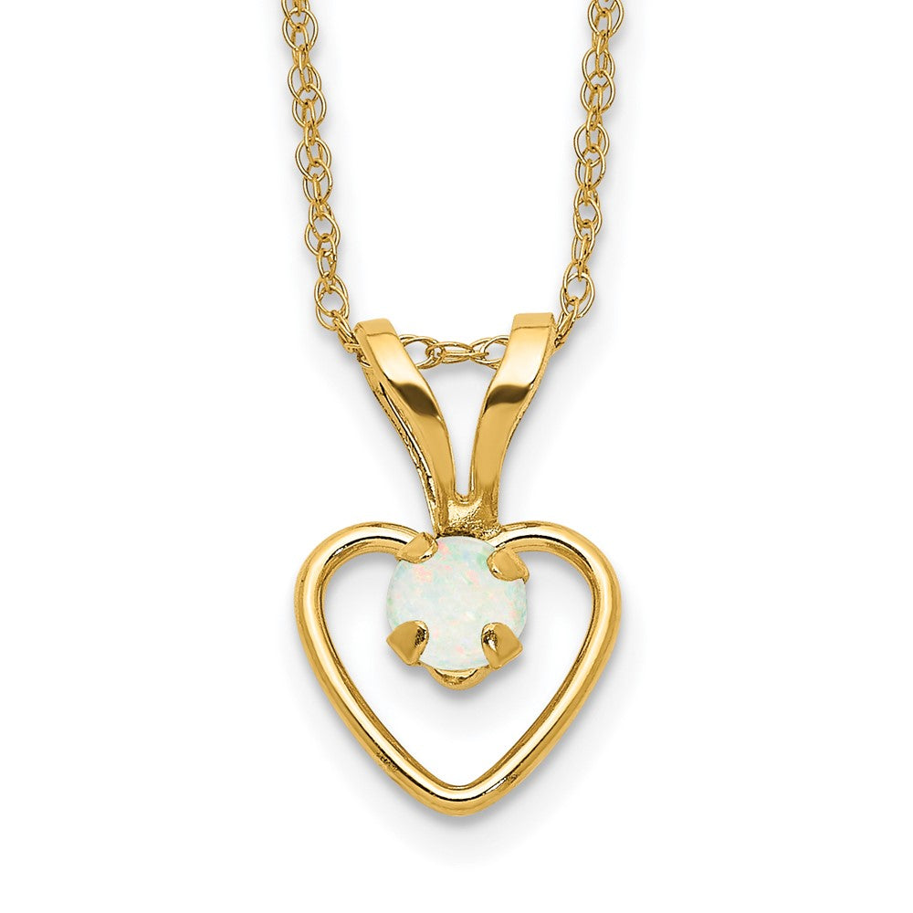 3mm Opal Heart Necklace in 14K Yellow Gold (Madi K)