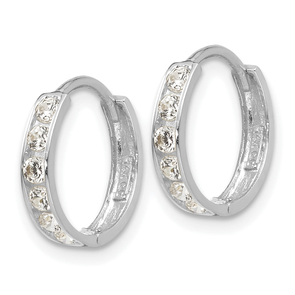 Aretes de Aro con Bisagra Madi K para Niñas en Oro Blanco de 14k con Circonia Cúbica (CZ)