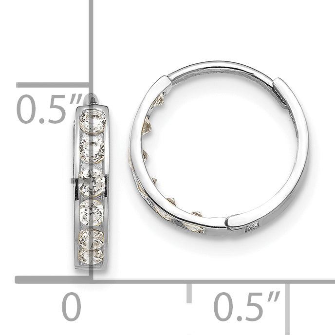 Aretes de Aro con Bisagra Madi K para Niñas en Oro Blanco de 14k con Circonia Cúbica (CZ)