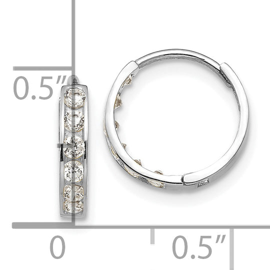 Aretes de Aro con Bisagra Madi K para Niñas en Oro Blanco de 14k con Circonia Cúbica (CZ)