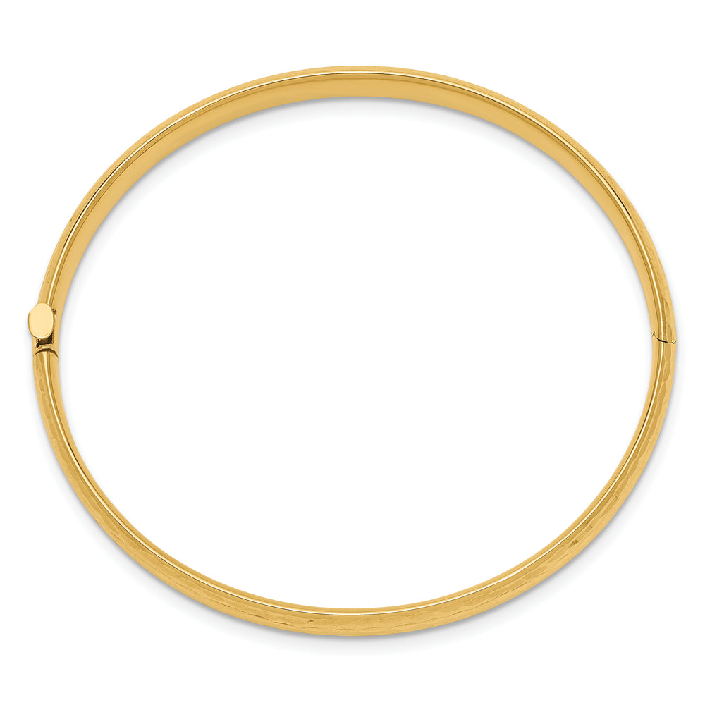 Madi K Children's Hinged Bangle in 14K Yellow Gold (5mm) with Hammered and Polished Finish