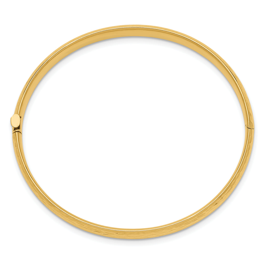 Madi K Children's Hinged Bangle in 14K Yellow Gold (5mm) with Hammered and Polished Finish