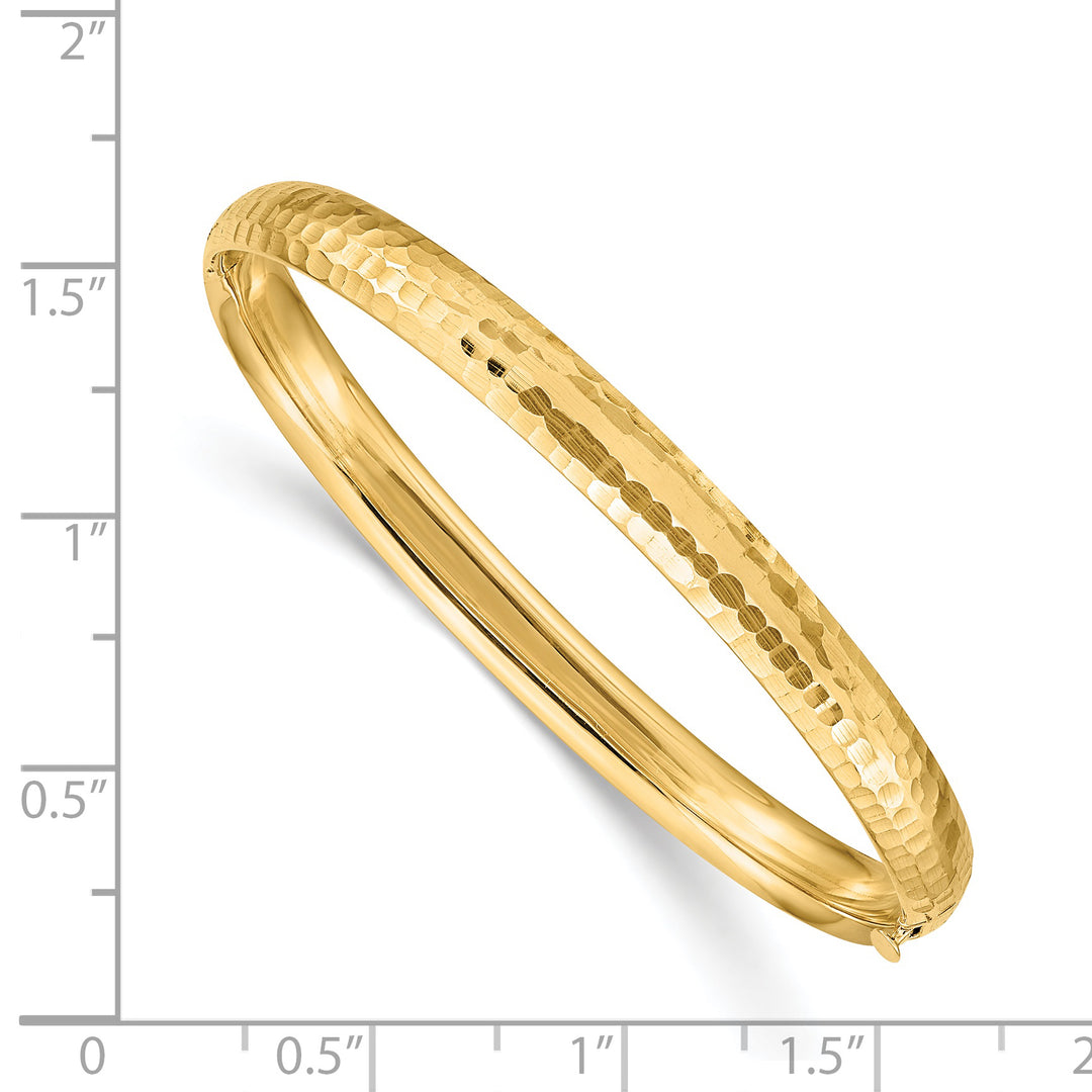 Madi K Children's Hinged Bangle in 14K Yellow Gold (5mm) with Hammered and Polished Finish