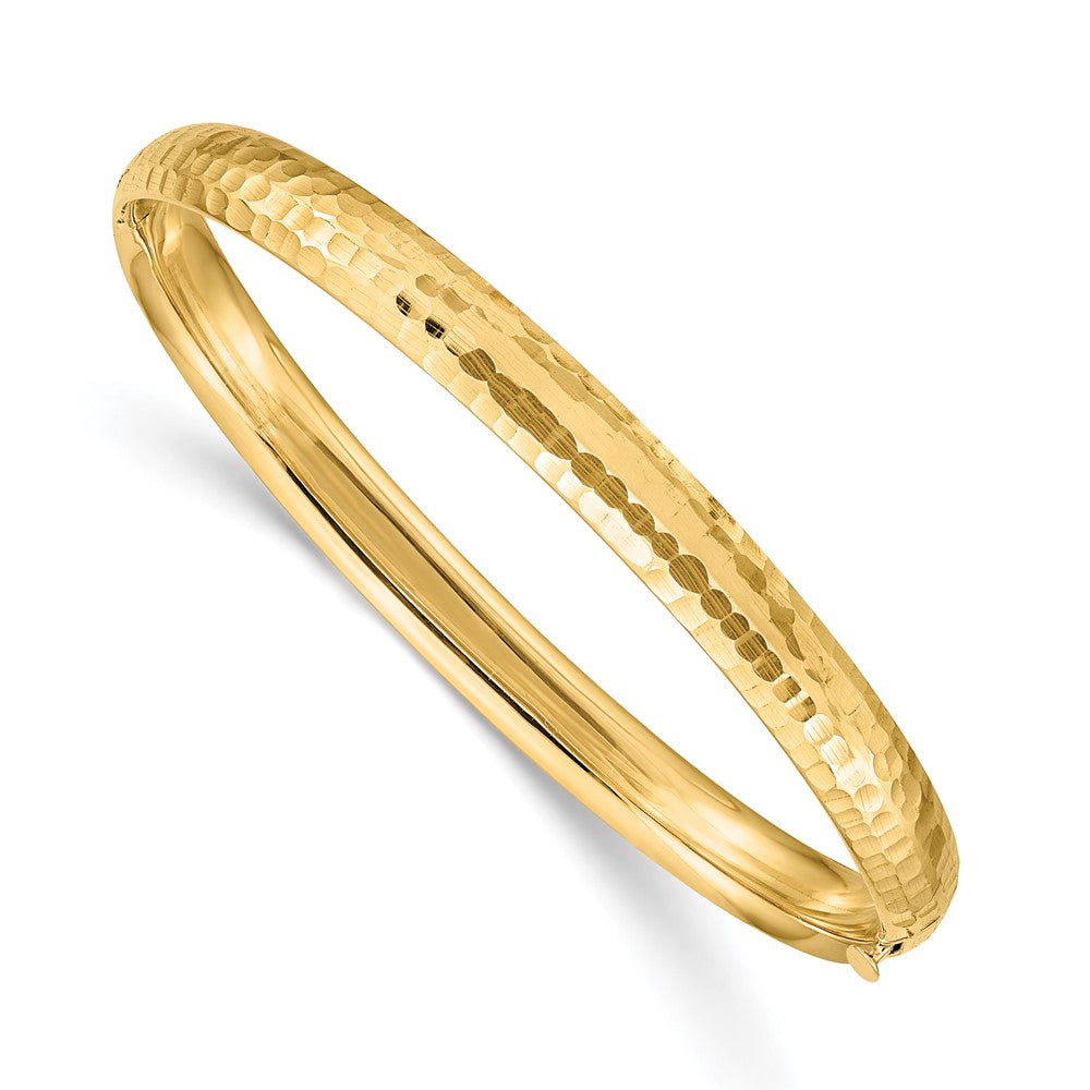 Madi K Children's Hinged Bangle in 14K Yellow Gold (5mm) with Hammered and Polished Finish