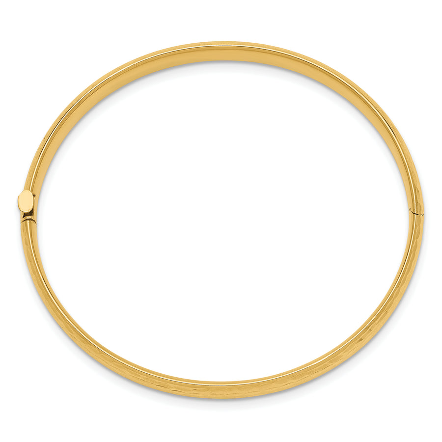 Pulsera Brazalete Infantil con Bisagra Madi K de 14k – Corte Diamante, Pulido, 5 mm