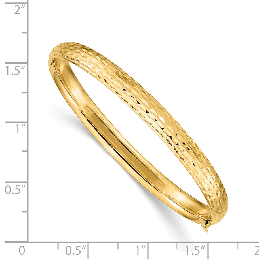 Pulsera Brazalete Infantil con Bisagra Madi K de 14k – Corte Diamante, Pulido, 5 mm