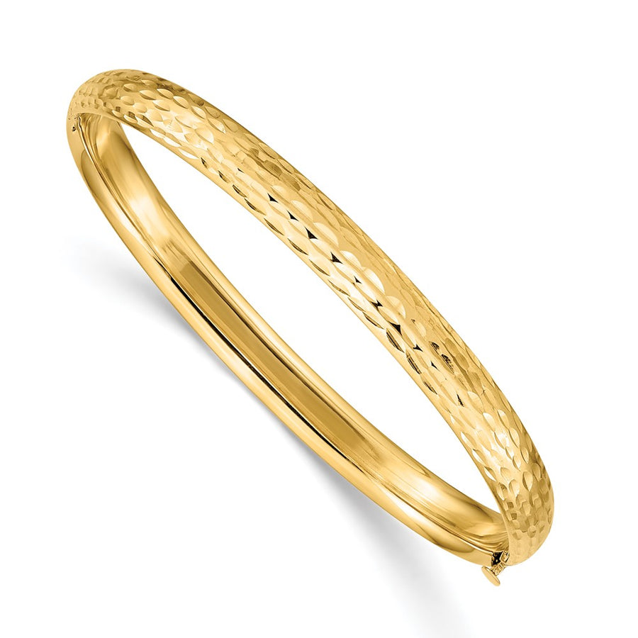 Pulsera Brazalete Infantil con Bisagra Madi K de 14k – Corte Diamante, Pulido, 5 mm